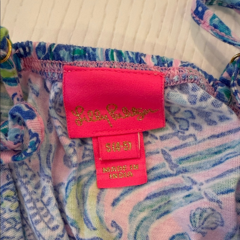 Lilly Pulitzer Pink Multicolor Seashell Print Scalloped Romper - Picture 3 of 5